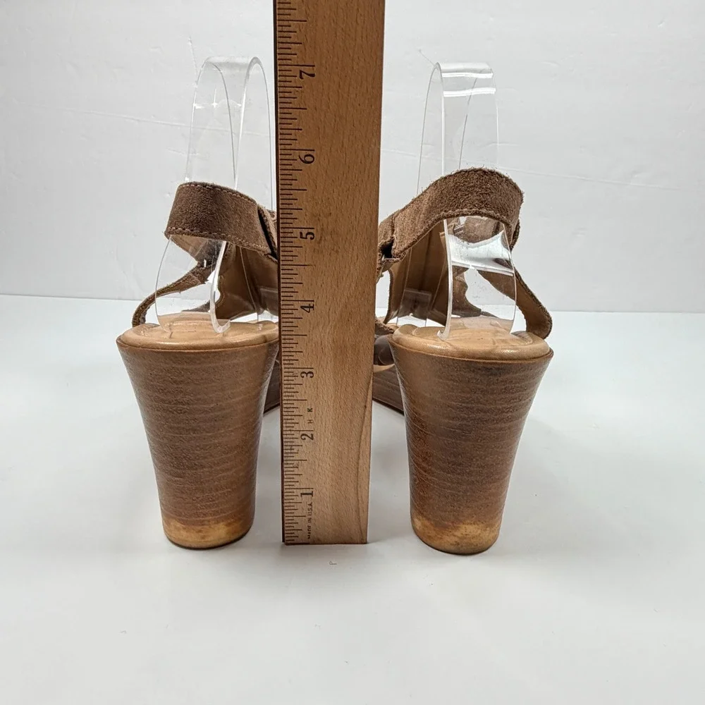 Sophia Milano Womens 40 Wedge Sandals Brown Suede Leather Made In Italy Chic